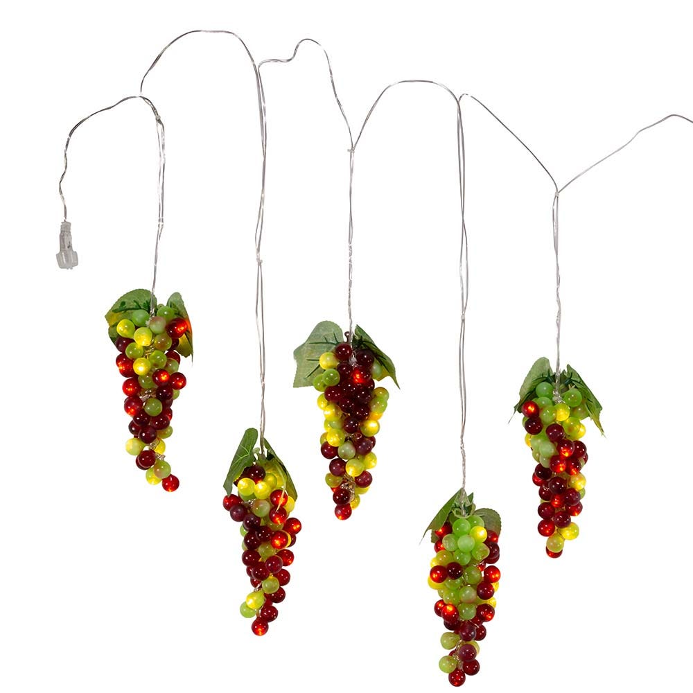 Kurt Adler 100-Light Green and Burgundy LED Grape Light Set with 5 Grape Bunches